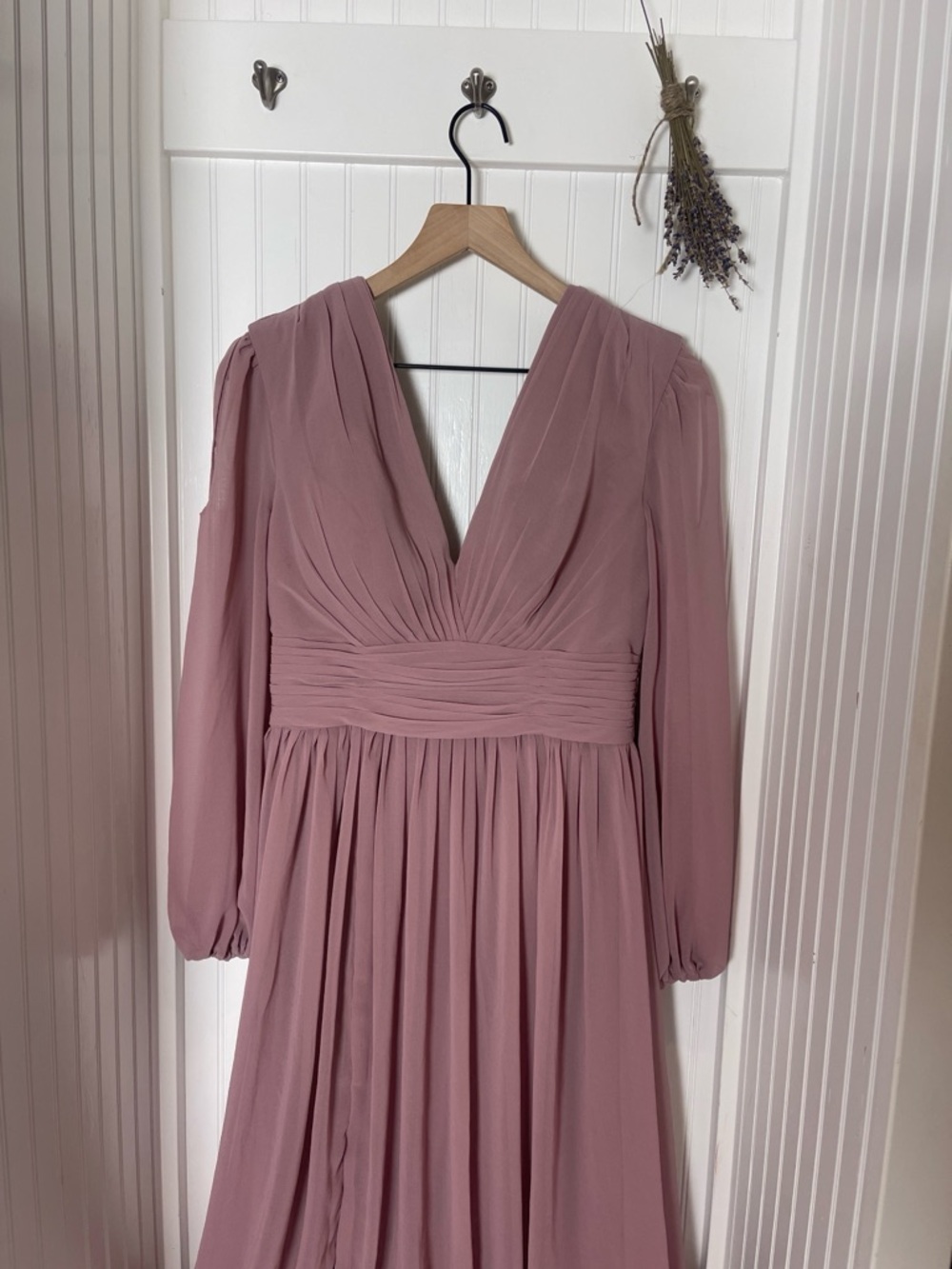 Long Sleeve V-Neck Mauve Women's Dress